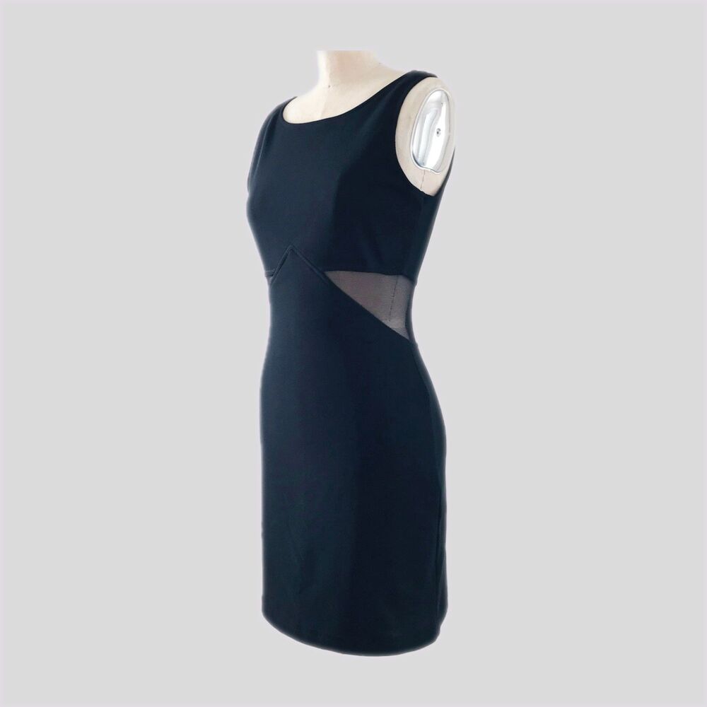 Vintage 1990s All That Jazz Black Sleeveless LBD Bodycon Mini Dress S